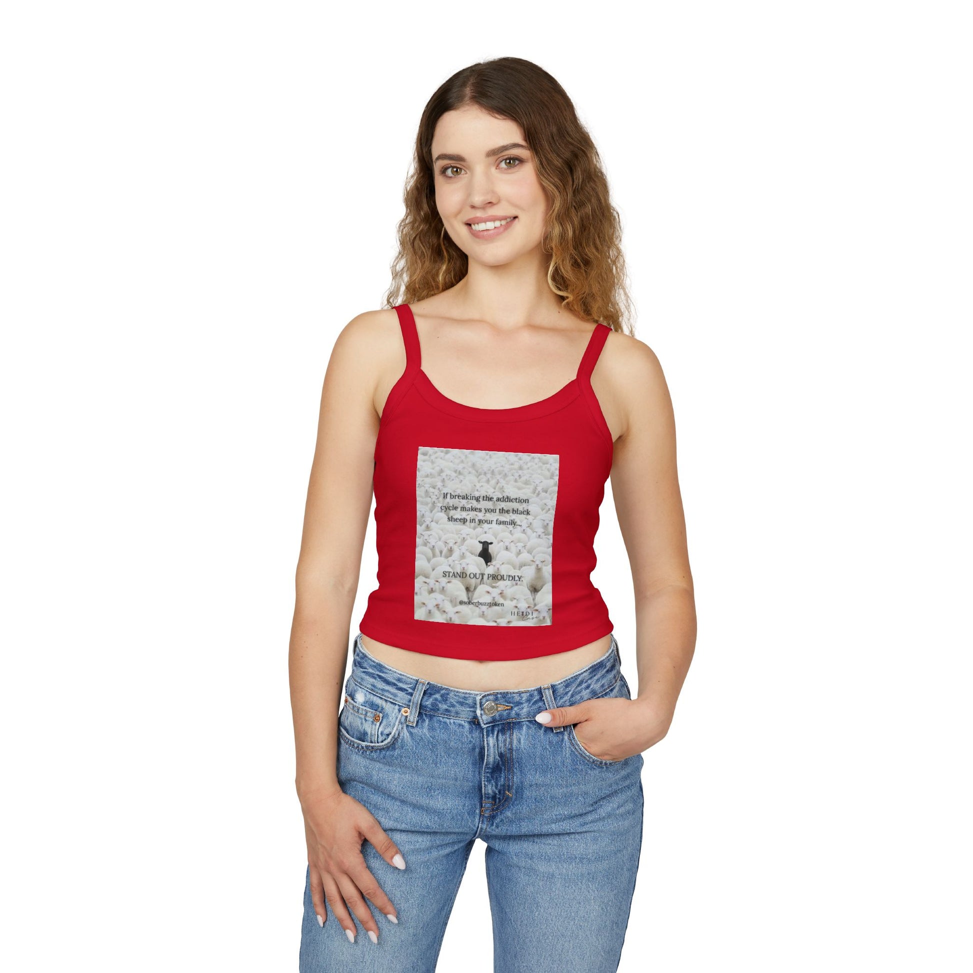 Sober.Buzz Exclusive Inspirational Collection Inspirational Women's Spaghetti Strap Tank Top, Perfect for Summer, Gift for Her, Motivational Apparel, Casual Wear, Comfortable Fit