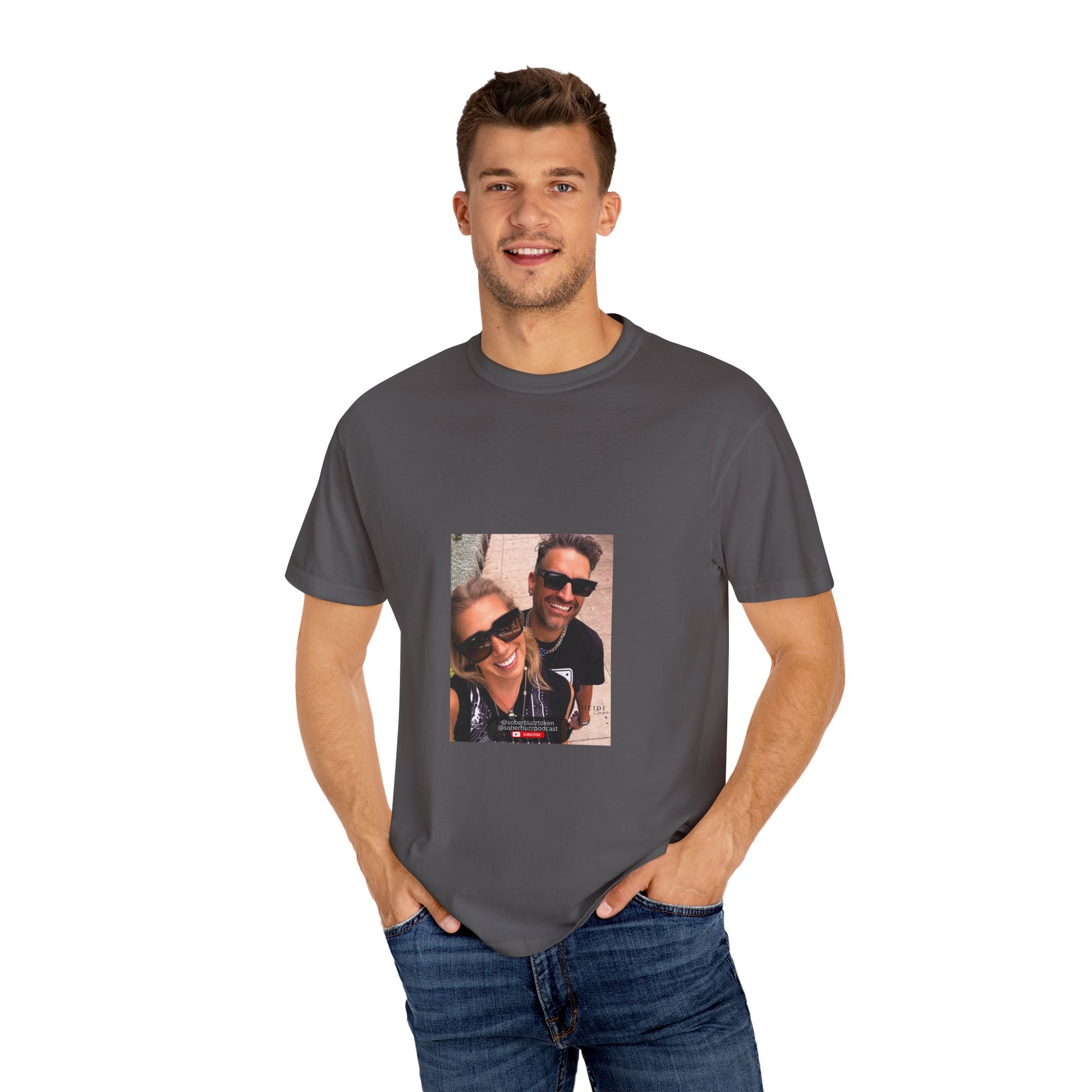 Garment-Dyed T-shirt featuring Sober Buzz Design, Casual Wear, Gift for Friends, Unisex Style, Summer Fashion, Relaxed Fit