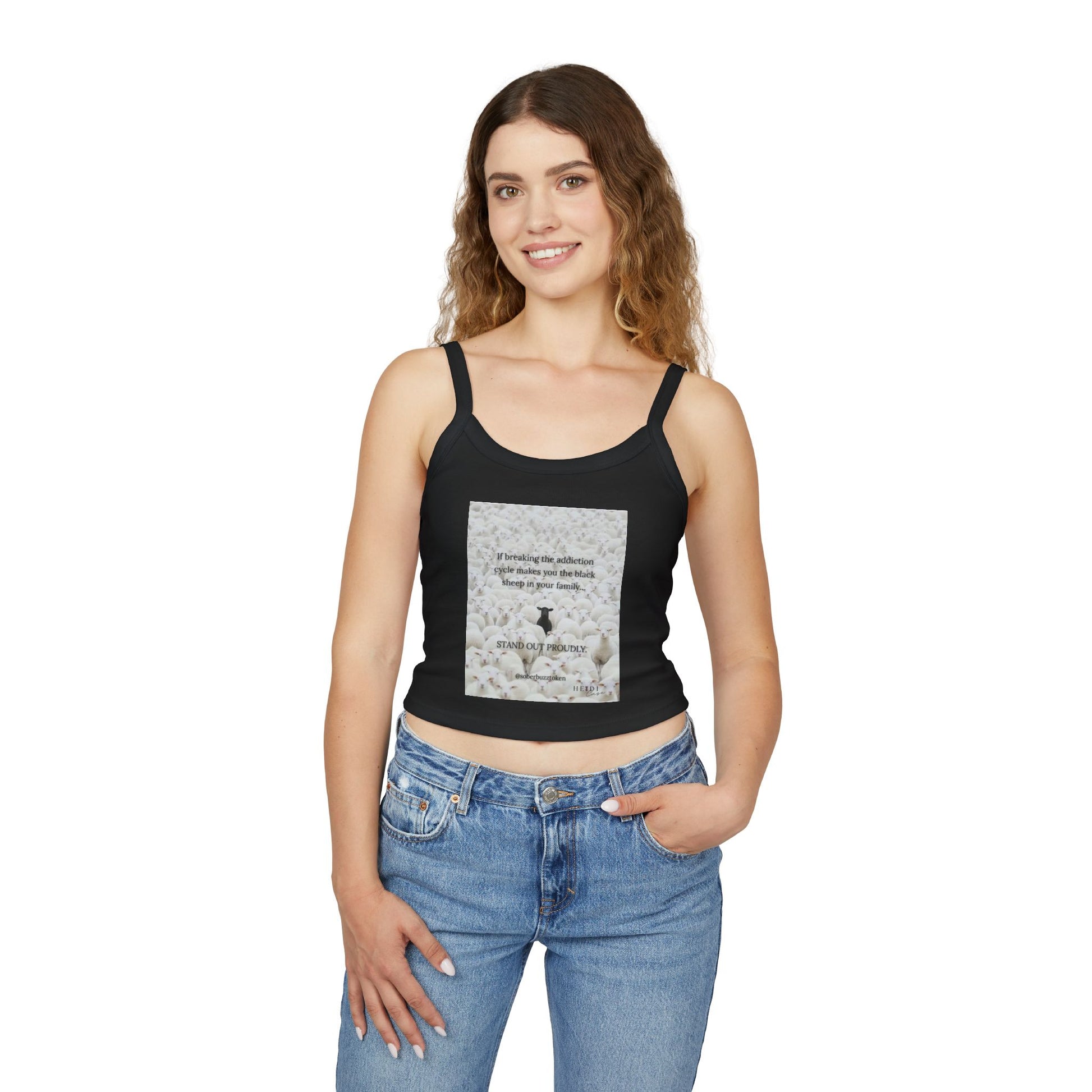 Sober.Buzz Exclusive Inspirational Collection Inspirational Women's Spaghetti Strap Tank Top, Perfect for Summer, Gift for Her, Motivational Apparel, Casual Wear, Comfortable Fit