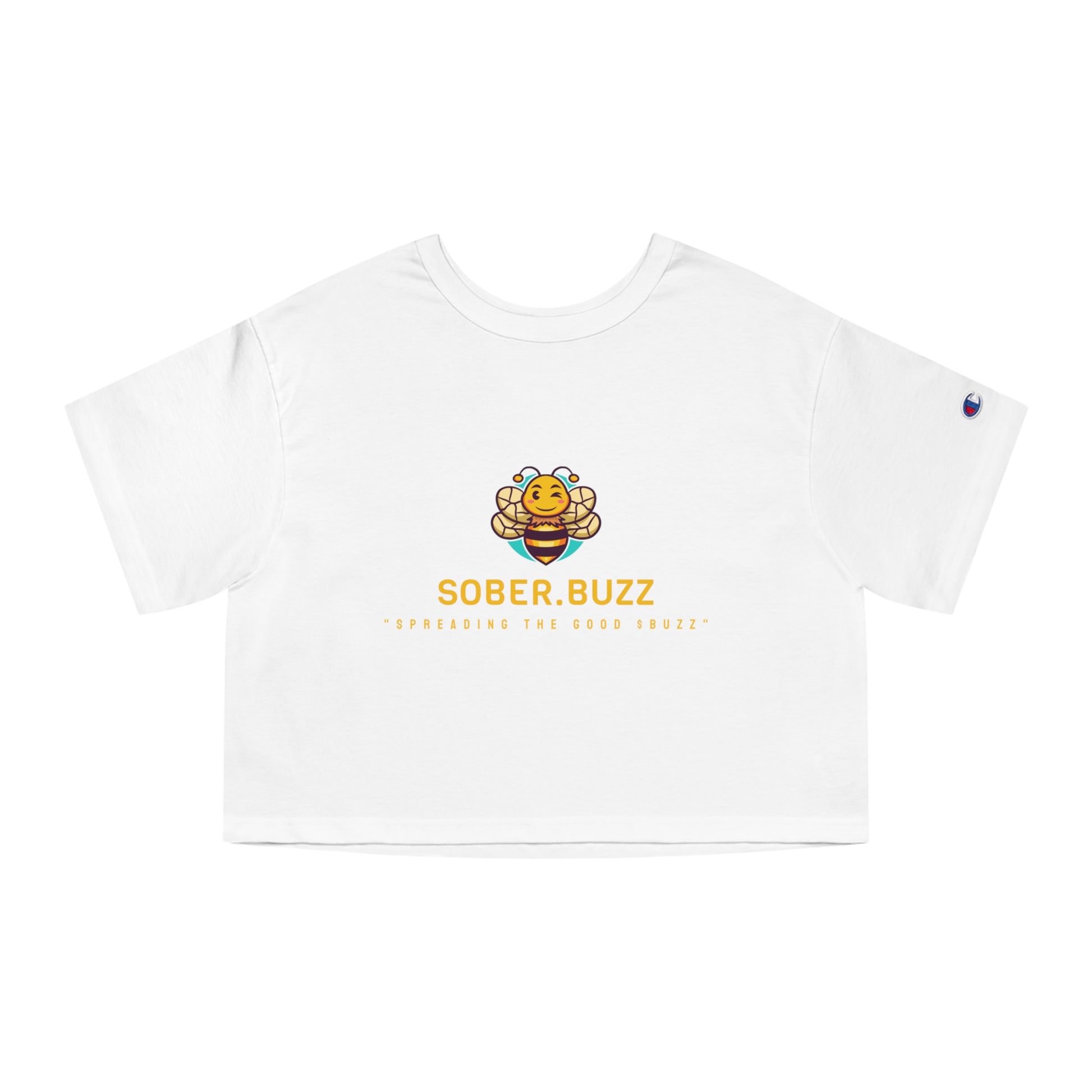 Sober.Buzz Cropped T-Shirt, Bee Design Tee, Women's Casual Top, Fun Graphic Tee, Gift for Supportive Friends