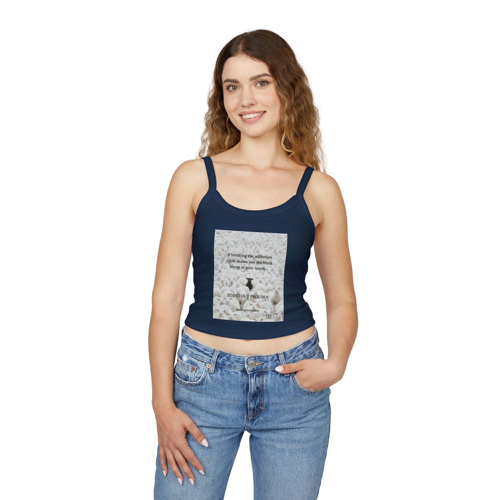 Sober.Buzz Exclusive Inspirational Collection Inspirational Women's Spaghetti Strap Tank Top, Perfect for Summer, Gift for Her, Motivational Apparel, Casual Wear, Comfortable Fit