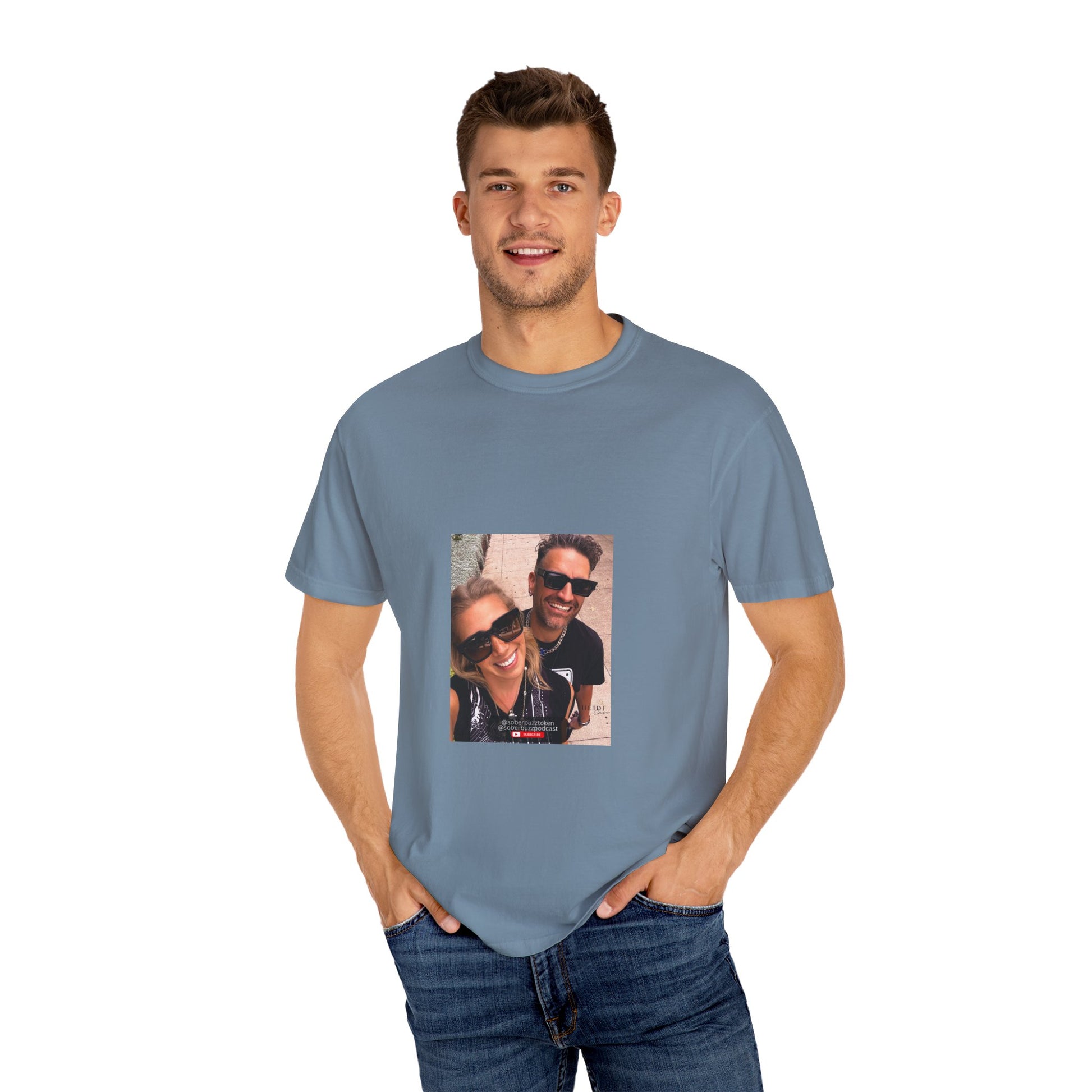 Garment-Dyed T-shirt featuring Sober Buzz Design, Casual Wear, Gift for Friends, Unisex Style, Summer Fashion, Relaxed Fit