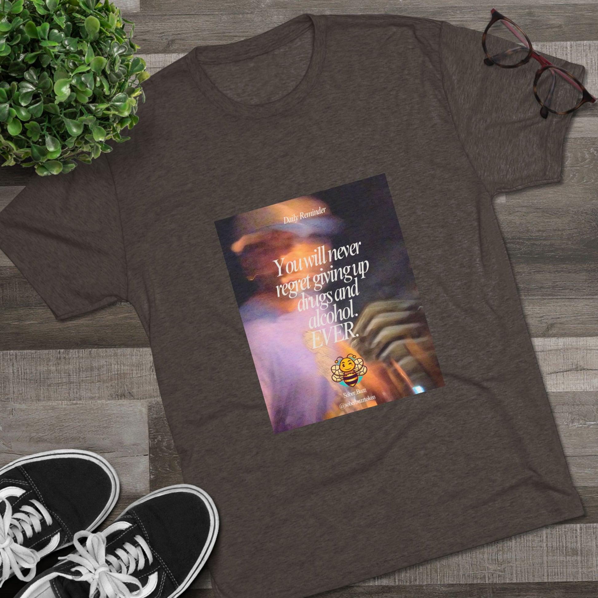 Sober.Buzz Exclusive Inspirational Collection Crew Tee - Inspirational Unisex Shirt for Recovery, Self-Care, Gifts, Casual Wear, Motivation