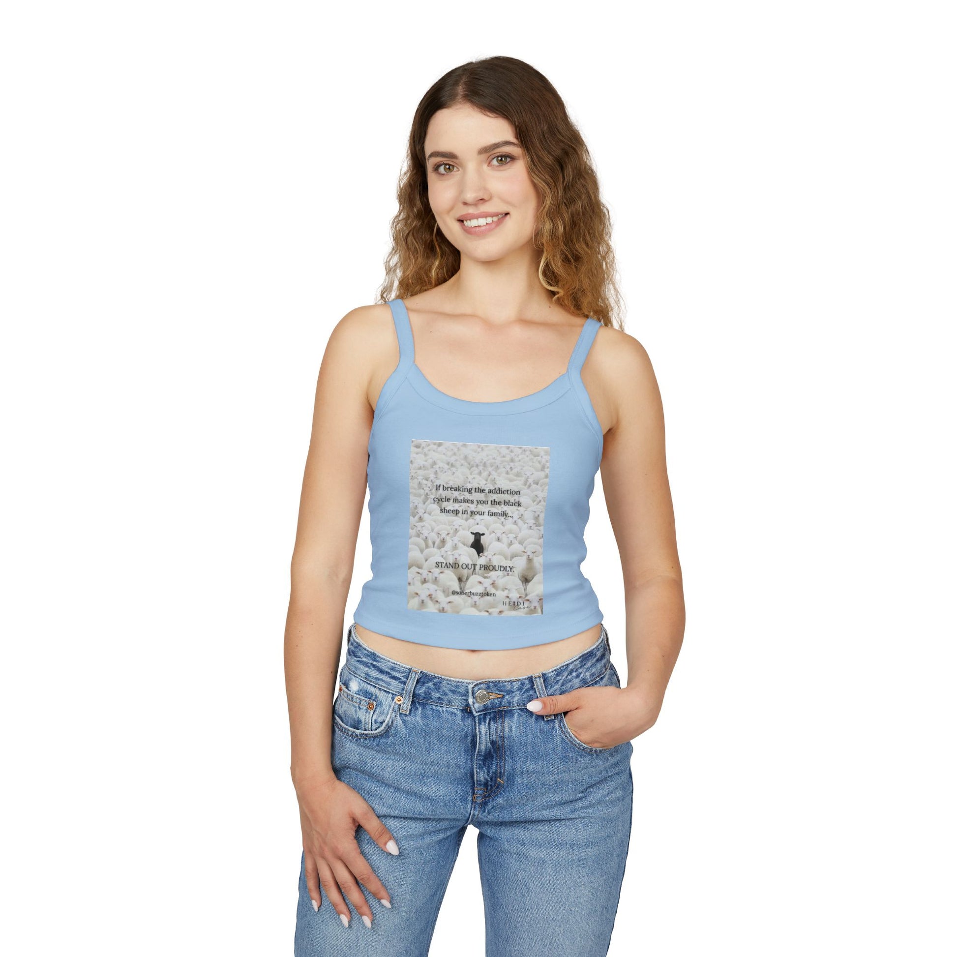 Sober.Buzz Exclusive Inspirational Collection Inspirational Women's Spaghetti Strap Tank Top, Perfect for Summer, Gift for Her, Motivational Apparel, Casual Wear, Comfortable Fit