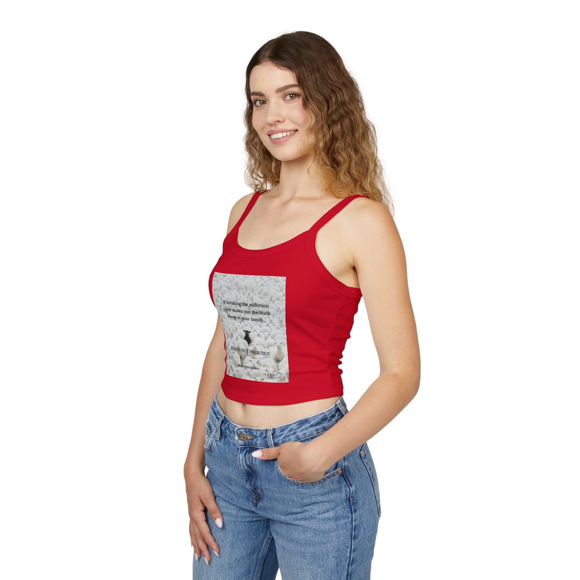 Sober.Buzz Exclusive Inspirational Collection Inspirational Women's Spaghetti Strap Tank Top, Perfect for Summer, Gift for Her, Motivational Apparel, Casual Wear, Comfortable Fit