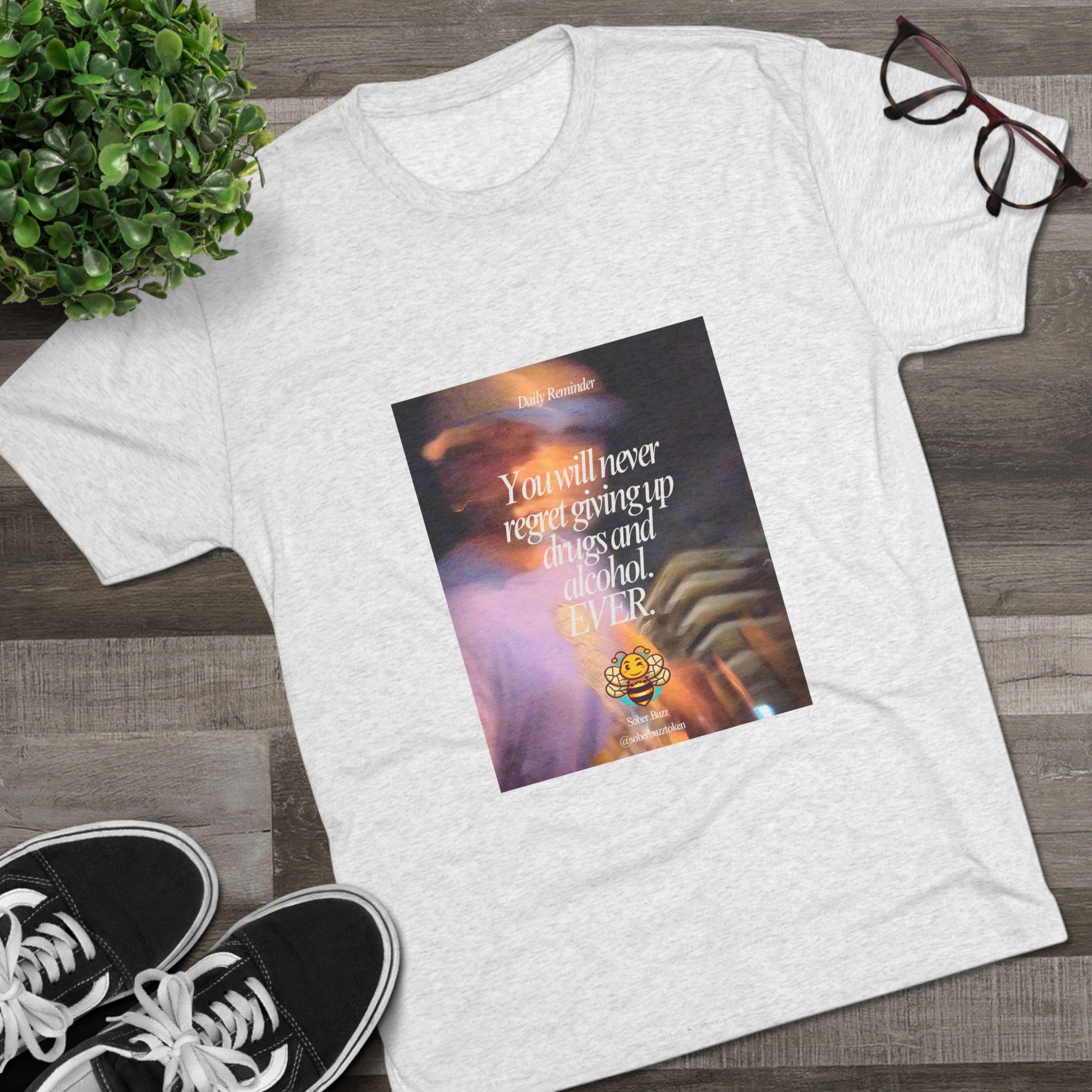 Sober.Buzz Exclusive Inspirational Collection Crew Tee - Inspirational Unisex Shirt for Recovery, Self-Care, Gifts, Casual Wear, Motivation