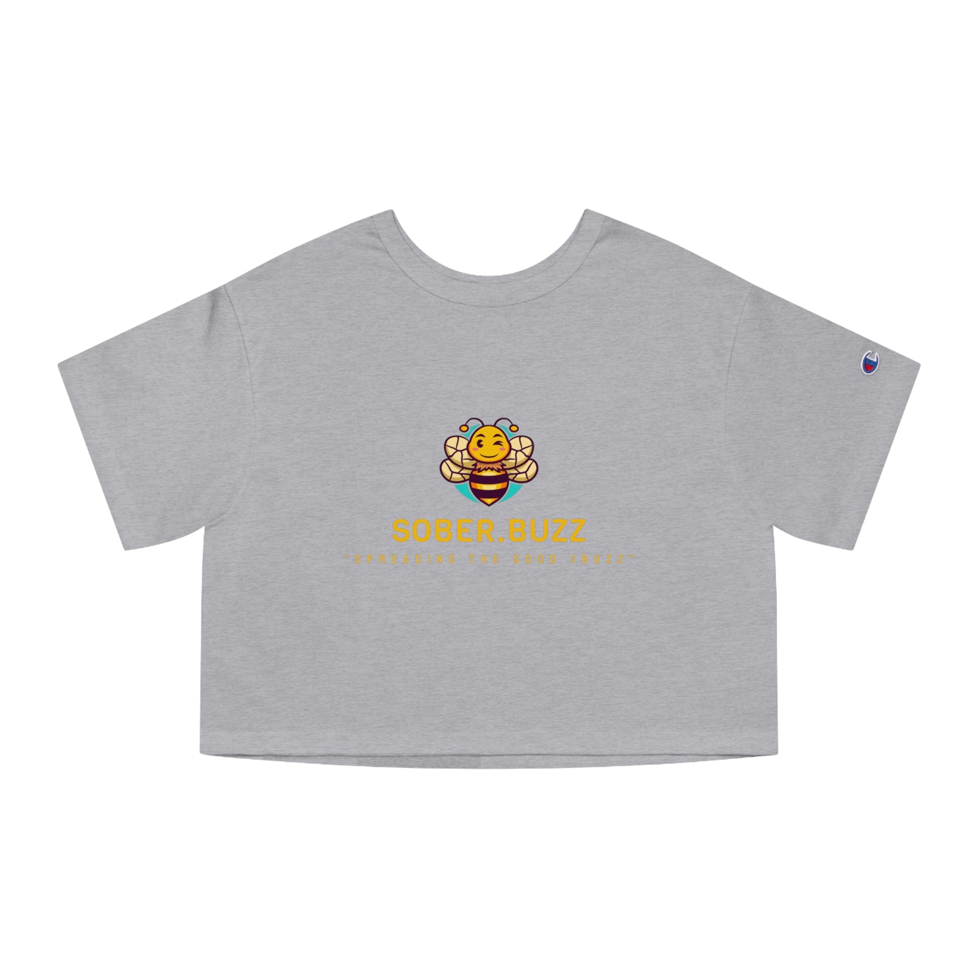 Sober.Buzz Cropped T-Shirt, Bee Design Tee, Women's Casual Top, Fun Graphic Tee, Gift for Supportive Friends