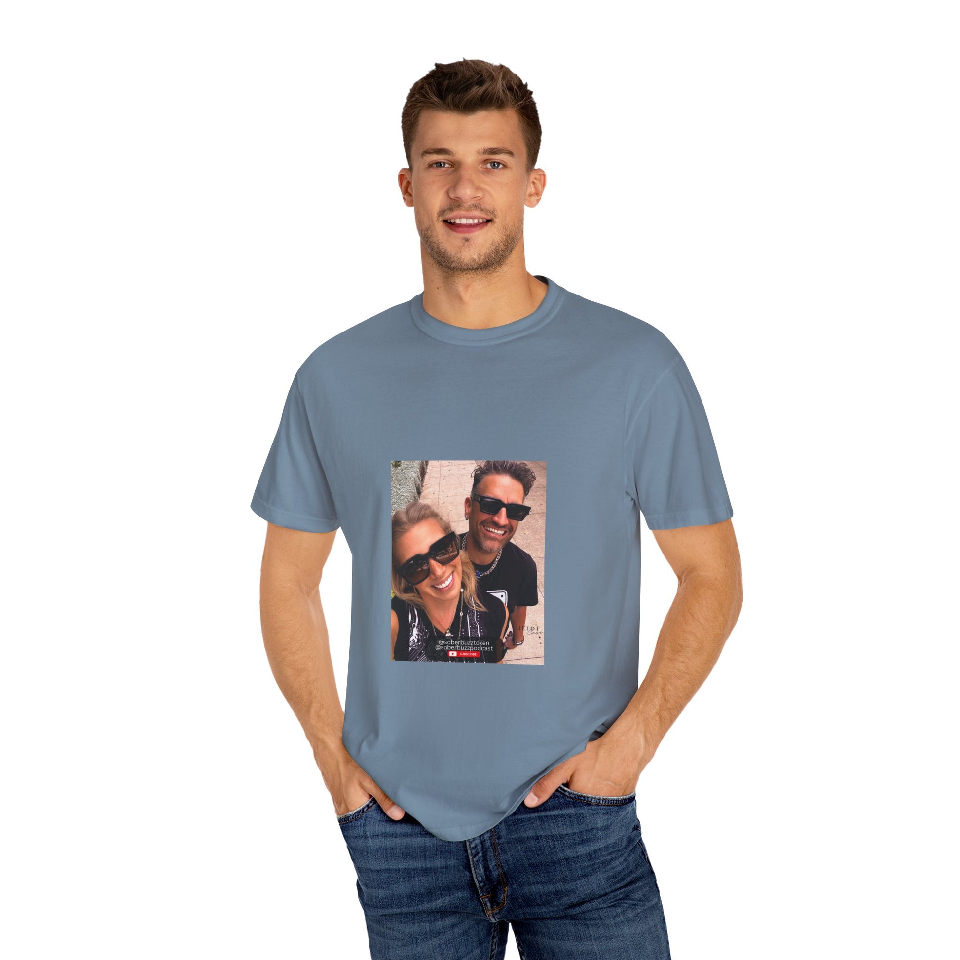 Garment-Dyed T-shirt featuring Sober Buzz Design, Casual Wear, Gift for Friends, Unisex Style, Summer Fashion, Relaxed Fit