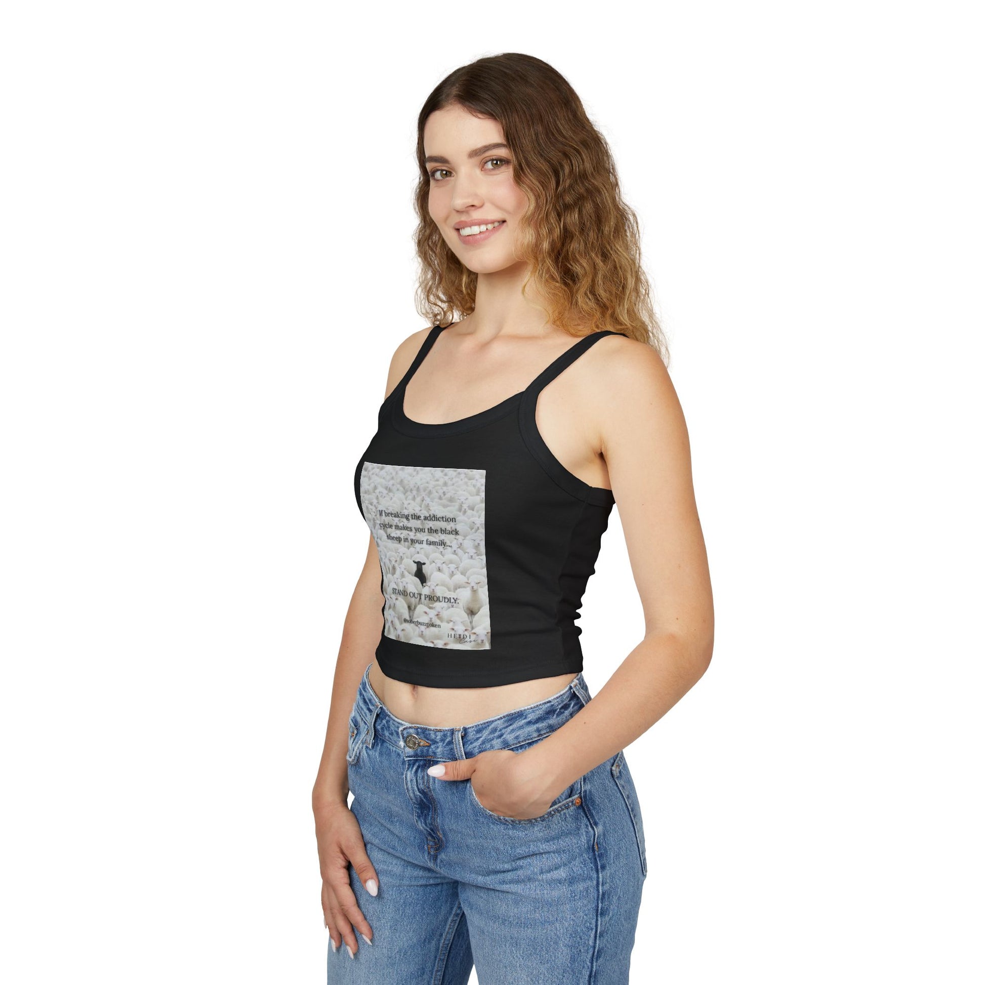 Sober.Buzz Exclusive Inspirational Collection Inspirational Women's Spaghetti Strap Tank Top, Perfect for Summer, Gift for Her, Motivational Apparel, Casual Wear, Comfortable Fit