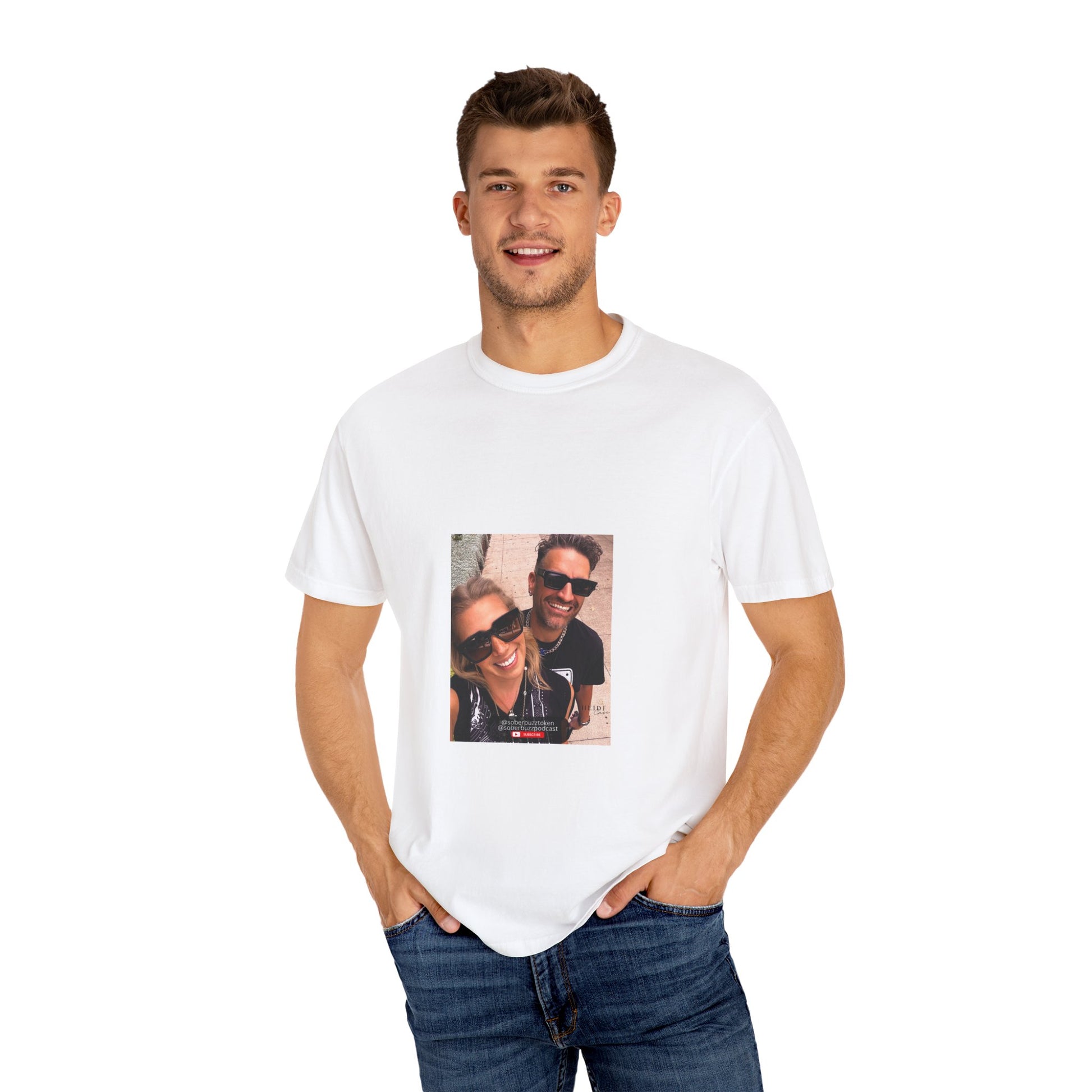 Garment-Dyed T-shirt featuring Sober Buzz Design, Casual Wear, Gift for Friends, Unisex Style, Summer Fashion, Relaxed Fit