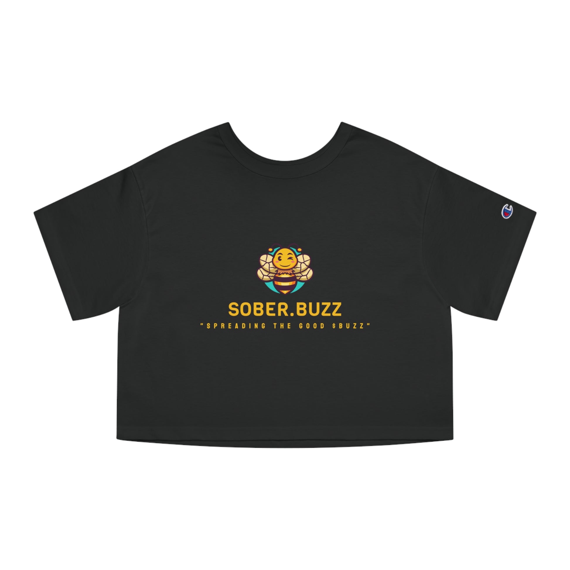 Sober.Buzz Cropped T-Shirt, Bee Design Tee, Women's Casual Top, Fun Graphic Tee, Gift for Supportive Friends