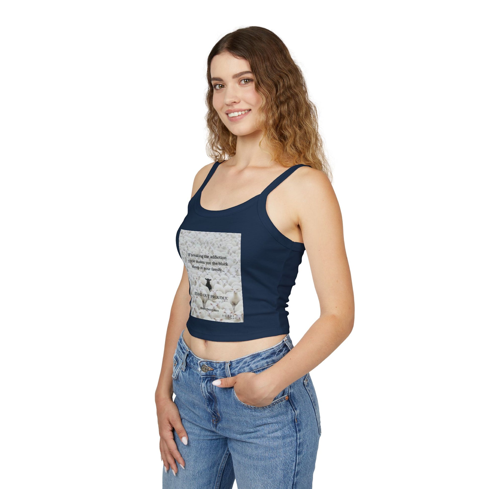 Sober.Buzz Exclusive Inspirational Collection Inspirational Women's Spaghetti Strap Tank Top, Perfect for Summer, Gift for Her, Motivational Apparel, Casual Wear, Comfortable Fit
