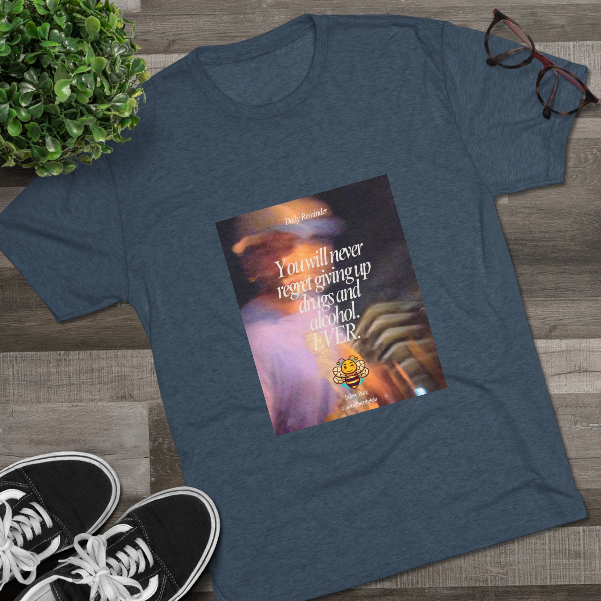 Sober.Buzz Exclusive Inspirational Collection Crew Tee - Inspirational Unisex Shirt for Recovery, Self-Care, Gifts, Casual Wear, Motivation
