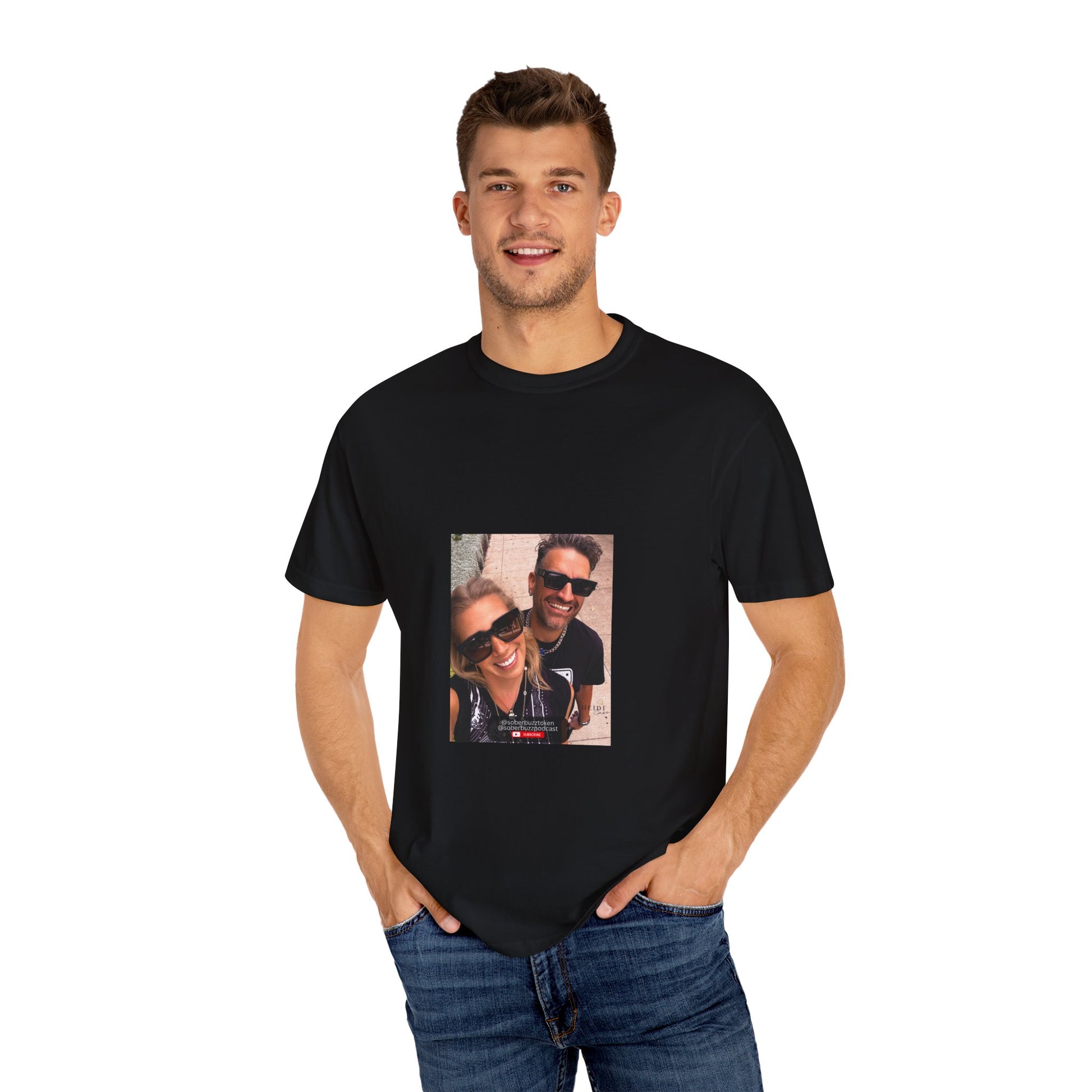 Garment-Dyed T-shirt featuring Sober Buzz Design, Casual Wear, Gift for Friends, Unisex Style, Summer Fashion, Relaxed Fit