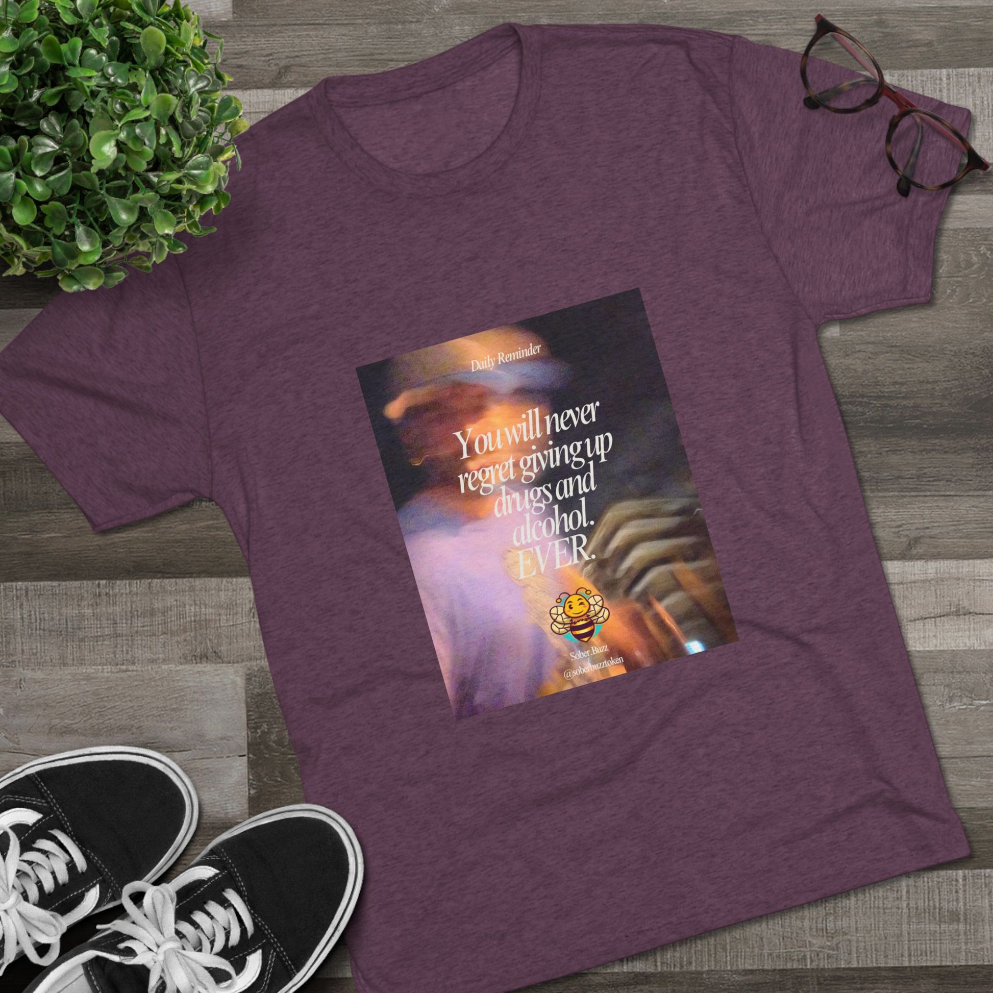 Sober.Buzz Exclusive Inspirational Collection Crew Tee - Inspirational Unisex Shirt for Recovery, Self-Care, Gifts, Casual Wear, Motivation