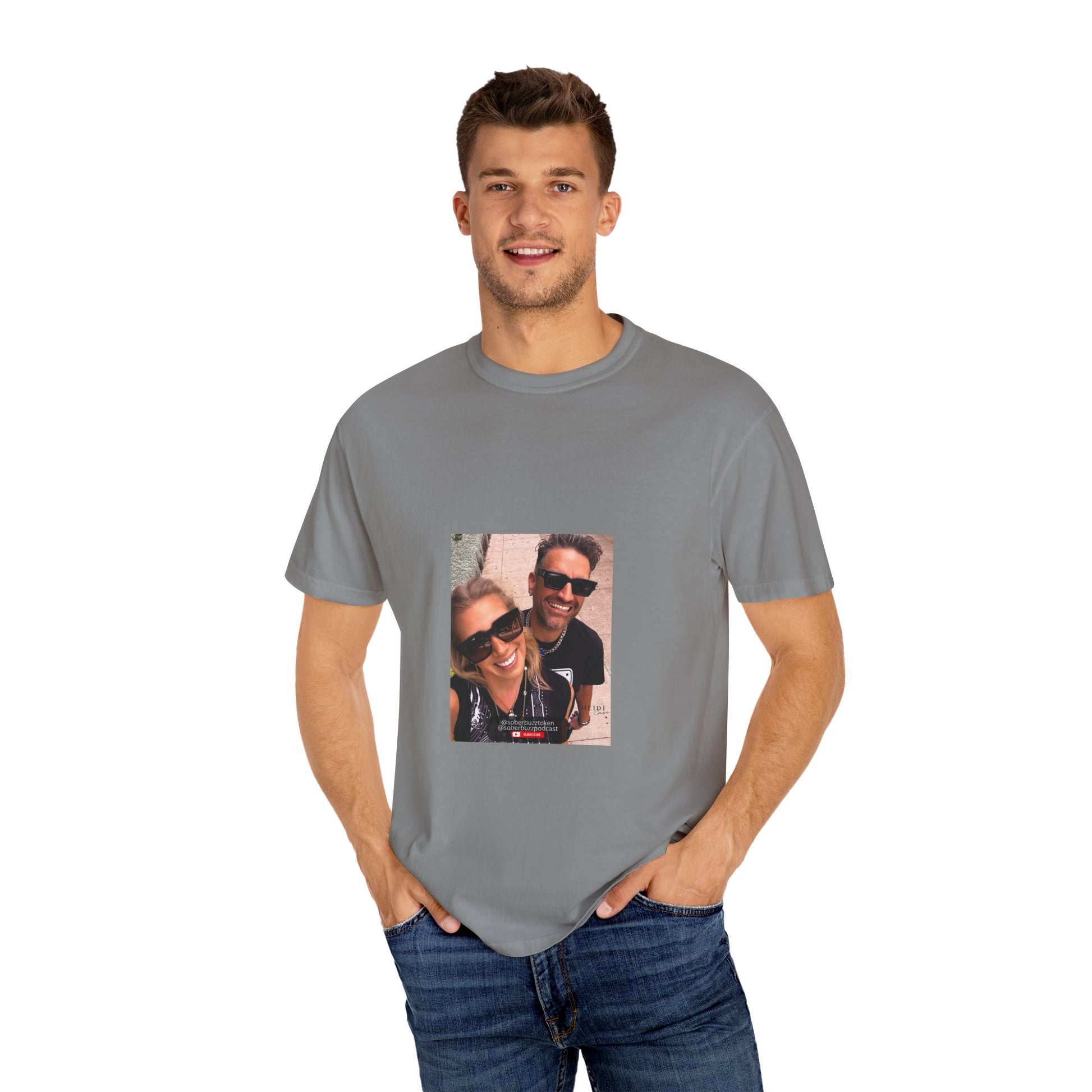 Garment-Dyed T-shirt featuring Sober Buzz Design, Casual Wear, Gift for Friends, Unisex Style, Summer Fashion, Relaxed Fit