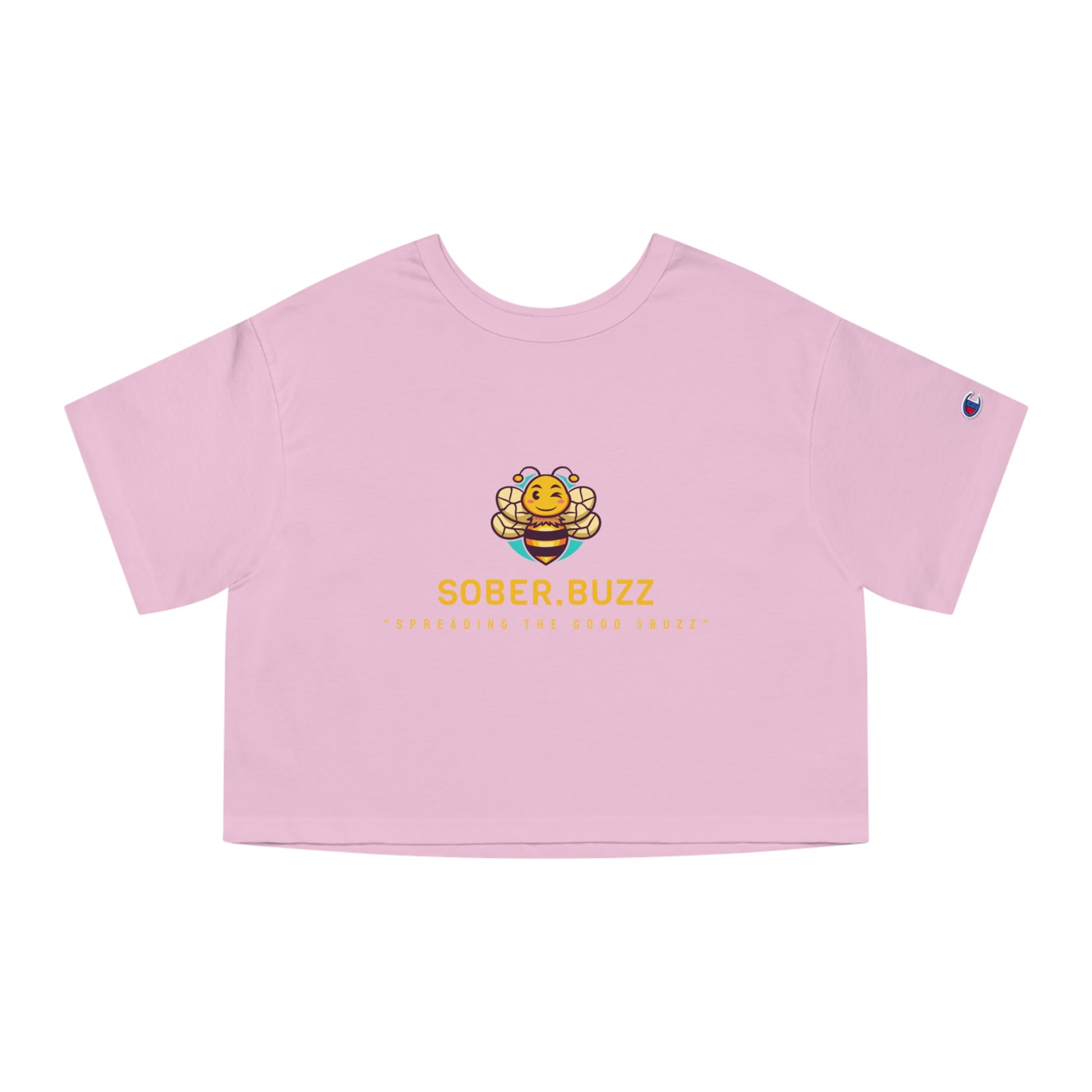 Sober.Buzz Cropped T-Shirt, Bee Design Tee, Women's Casual Top, Fun Graphic Tee, Gift for Supportive Friends