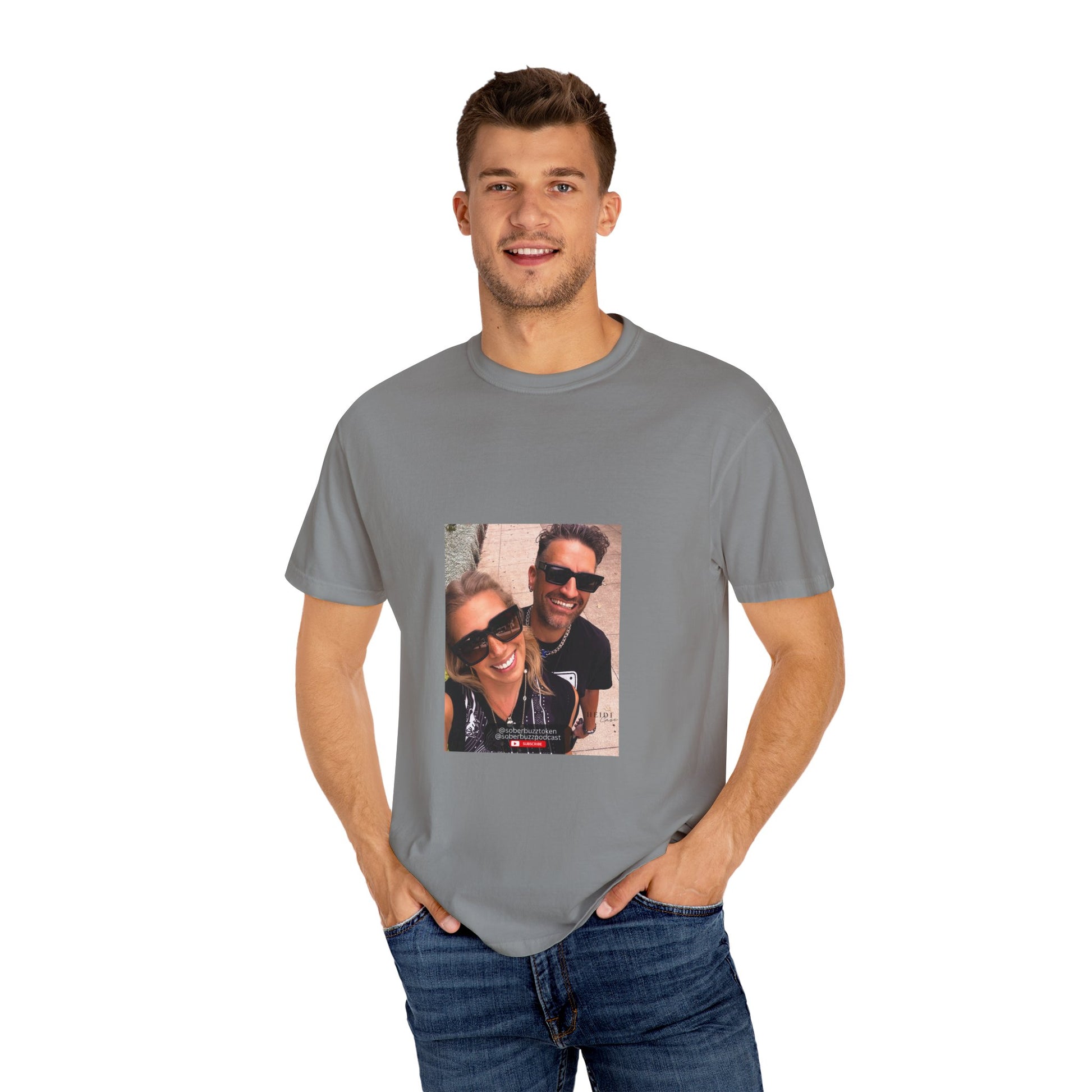 Garment-Dyed T-shirt featuring Sober Buzz Design, Casual Wear, Gift for Friends, Unisex Style, Summer Fashion, Relaxed Fit
