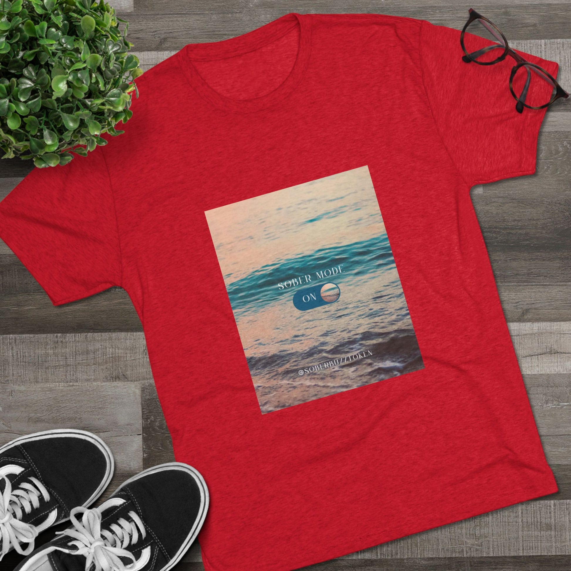 Sober.Buzz Exclusive Inspirational Collection Relaxed Beach Vibes Unisex Crew Tee, Sober Buzz Shirt, Summer Casual Top, Ocean Graphic Tee, Gift for Beach Lovers